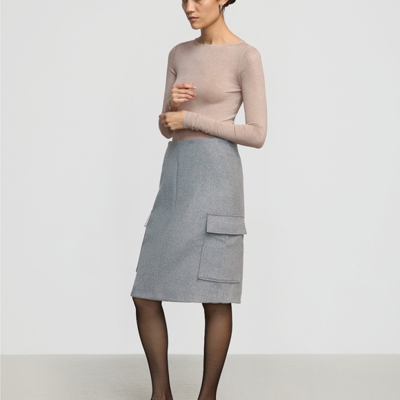 Modern Citizen Felicia Wool Utility Midi Skirt Size LHeather Grey / L - Picture 2 of 3